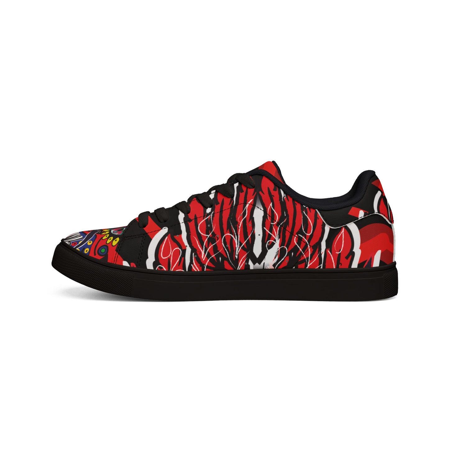 Women's Low-Top Sneakers — Colorful Mexican Sugar Skull Floral Design