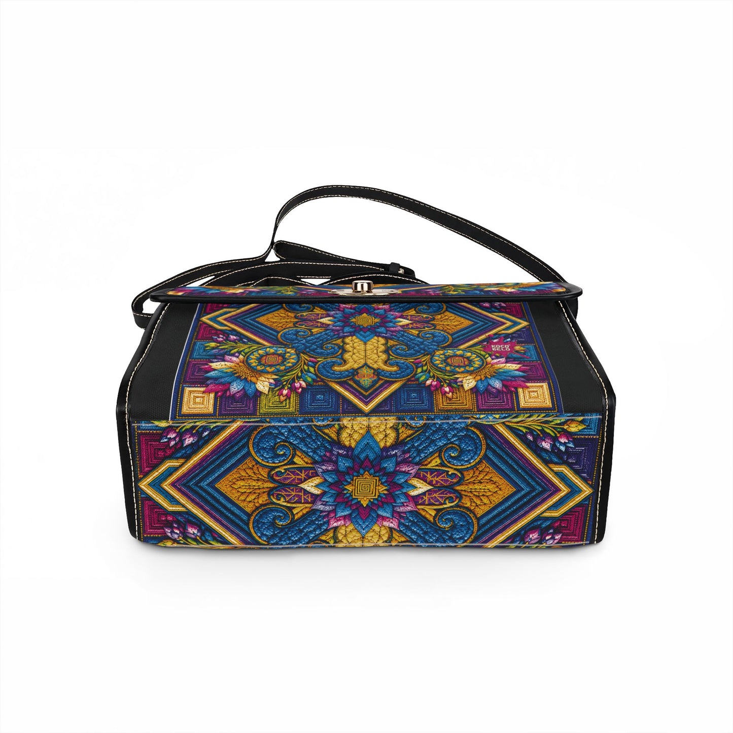 Waterproof Canvas Bag — Vibrant Tribal Floral Cross Design