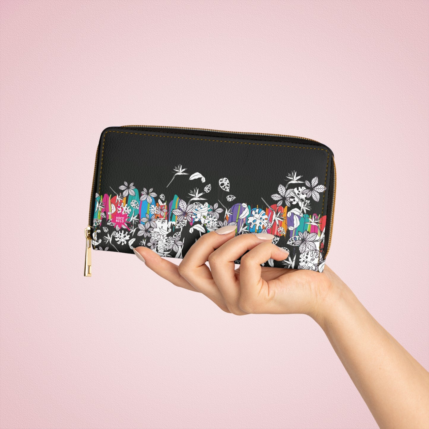 Cartera con Cierre Hojas negras