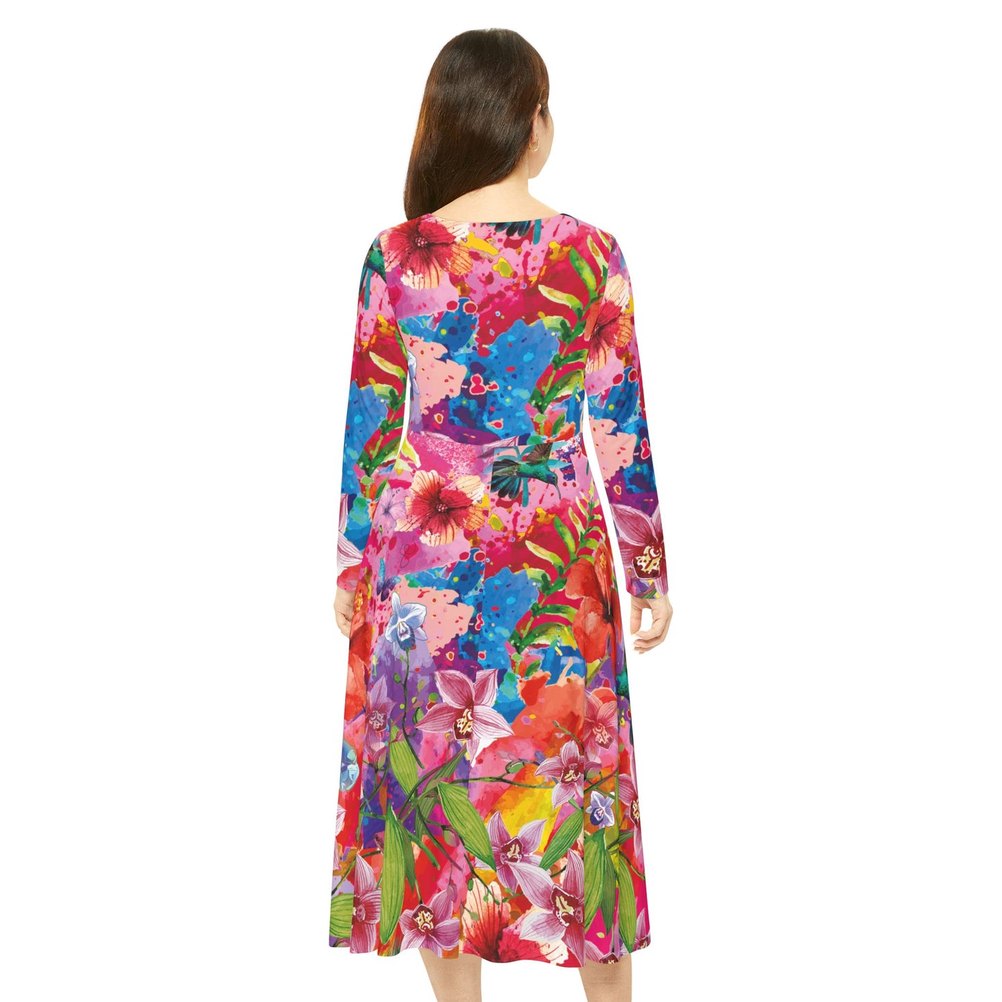 Floral Tropical Dance Dress — Vibrant Long-Sleeve AOP