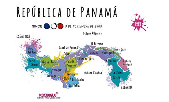 Affiche de la carte du Panama 35cm 50cm
