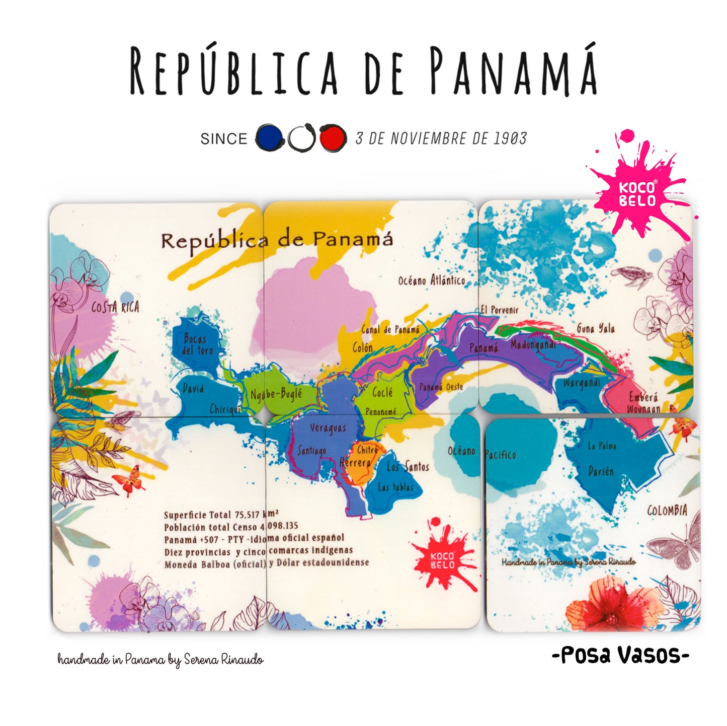 POSA VASOS MAPA juego de 6 Piezas