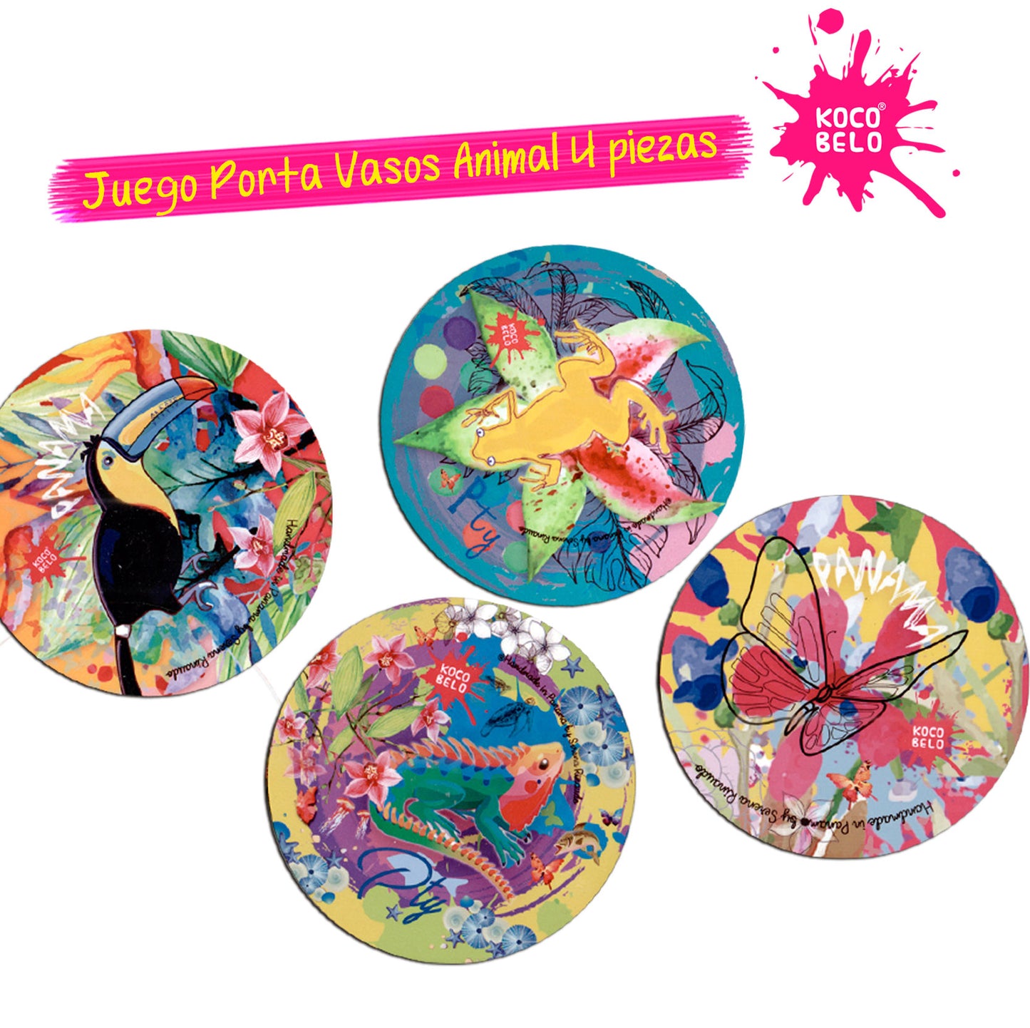 Lot de 4 sous-verres animaux