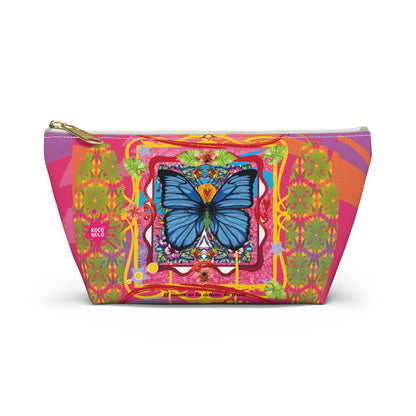 Vibrant Blue Butterfly Accessory Pouch — T‑Bottom Cosmetic Bag
