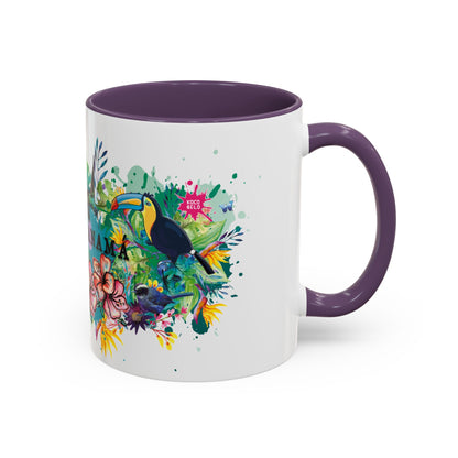 Panama Paradise Accent Coffee Mug - Colorful Tropical Bird Design - Perfect for Nature Lovers! 