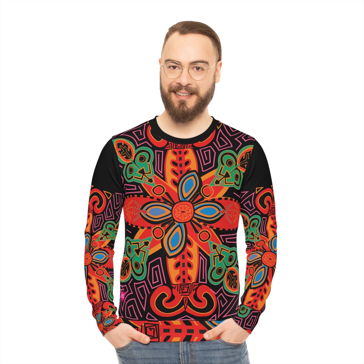 Bold Tribal Floral Lightweight Sweatshirt — Vibrant All-Over-Print