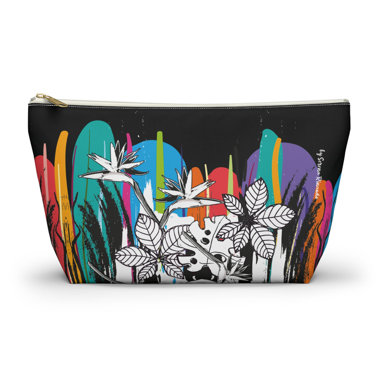 Vibrant Hojas Negras Accessory Pouch — T‑Bottom Cosmetic Bag