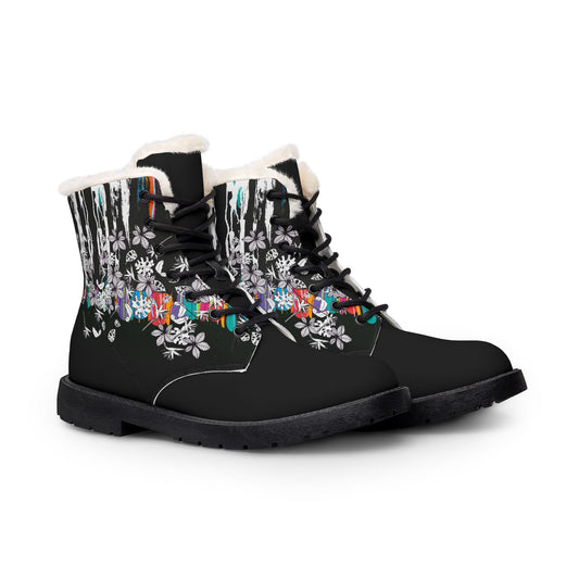 Lined Leather Boots — Colorful Tropical Winter Boots for Women
