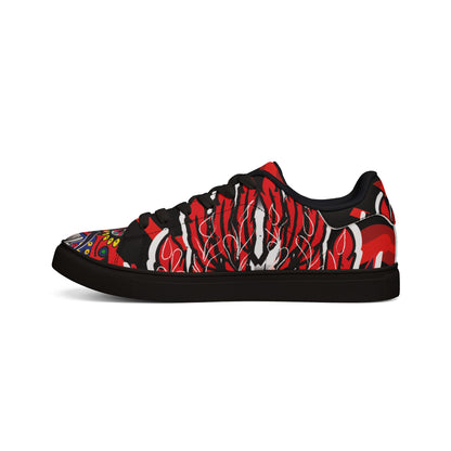 Women's Low-Top Sneakers — Colorful Mexican Sugar Skull Floral Design