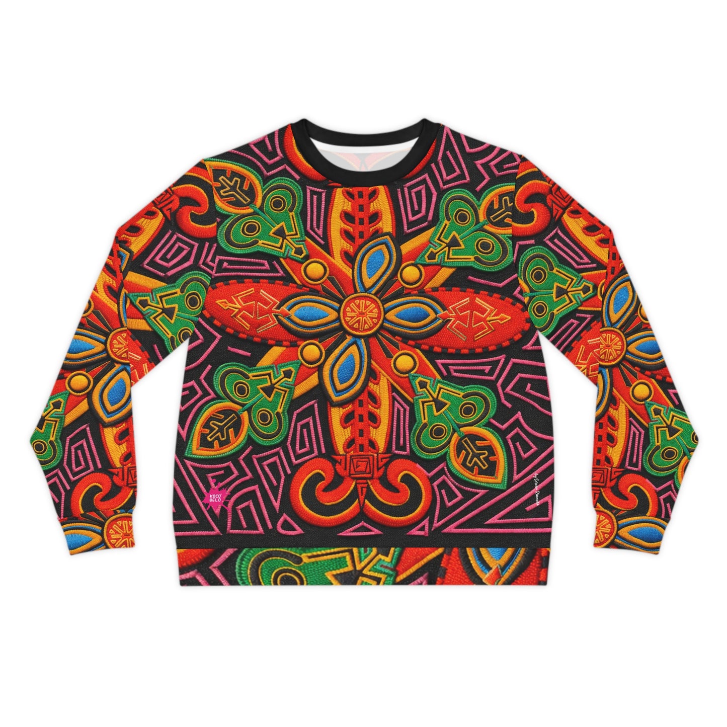 Bold Tribal Floral Lightweight Sweatshirt — Vibrant All-Over-Print