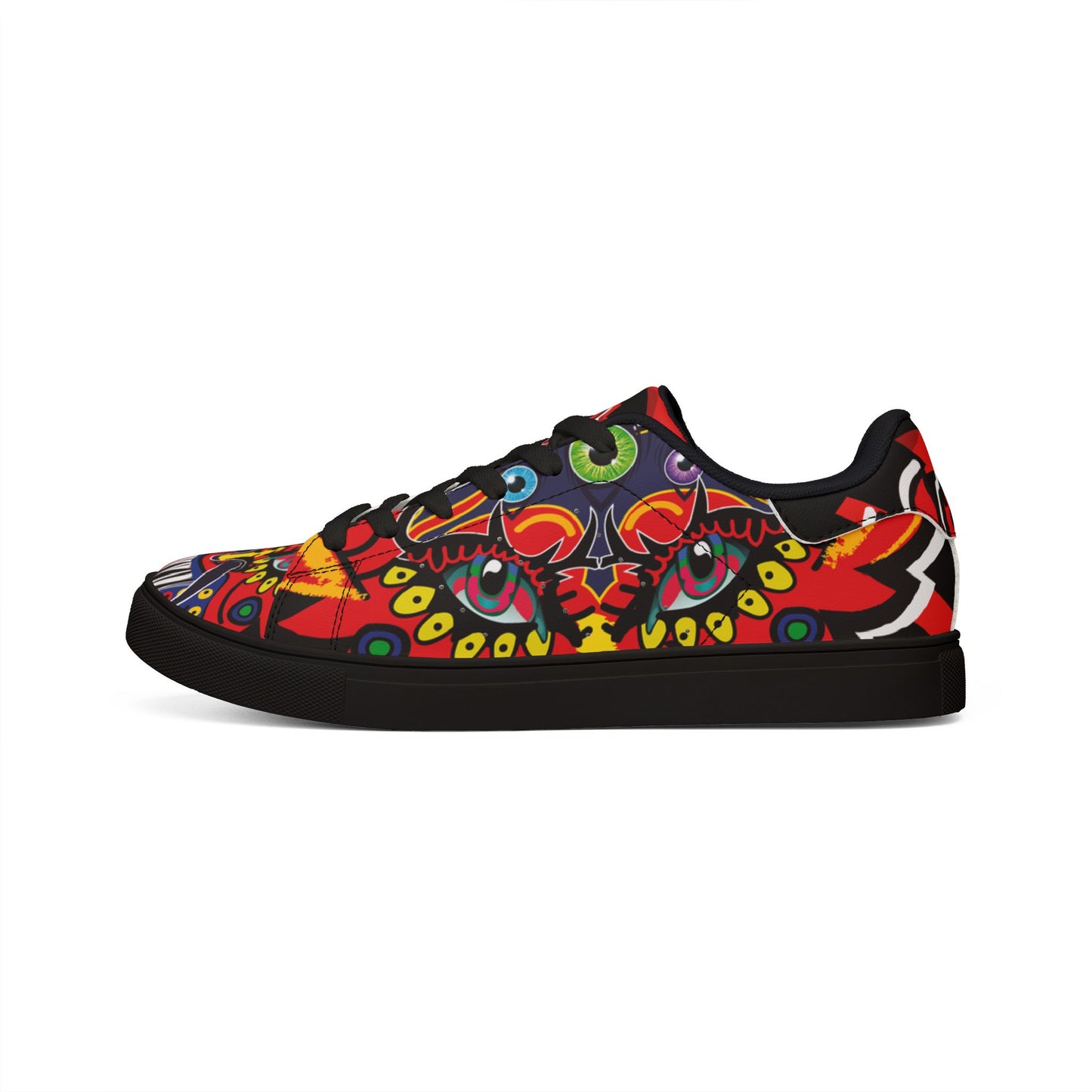 Women's Low-Top Sneakers — Colorful Mexican Sugar Skull Floral Design