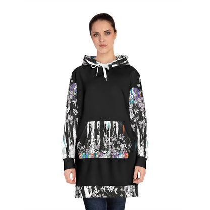 Vestido Sudadera  Hojas negra