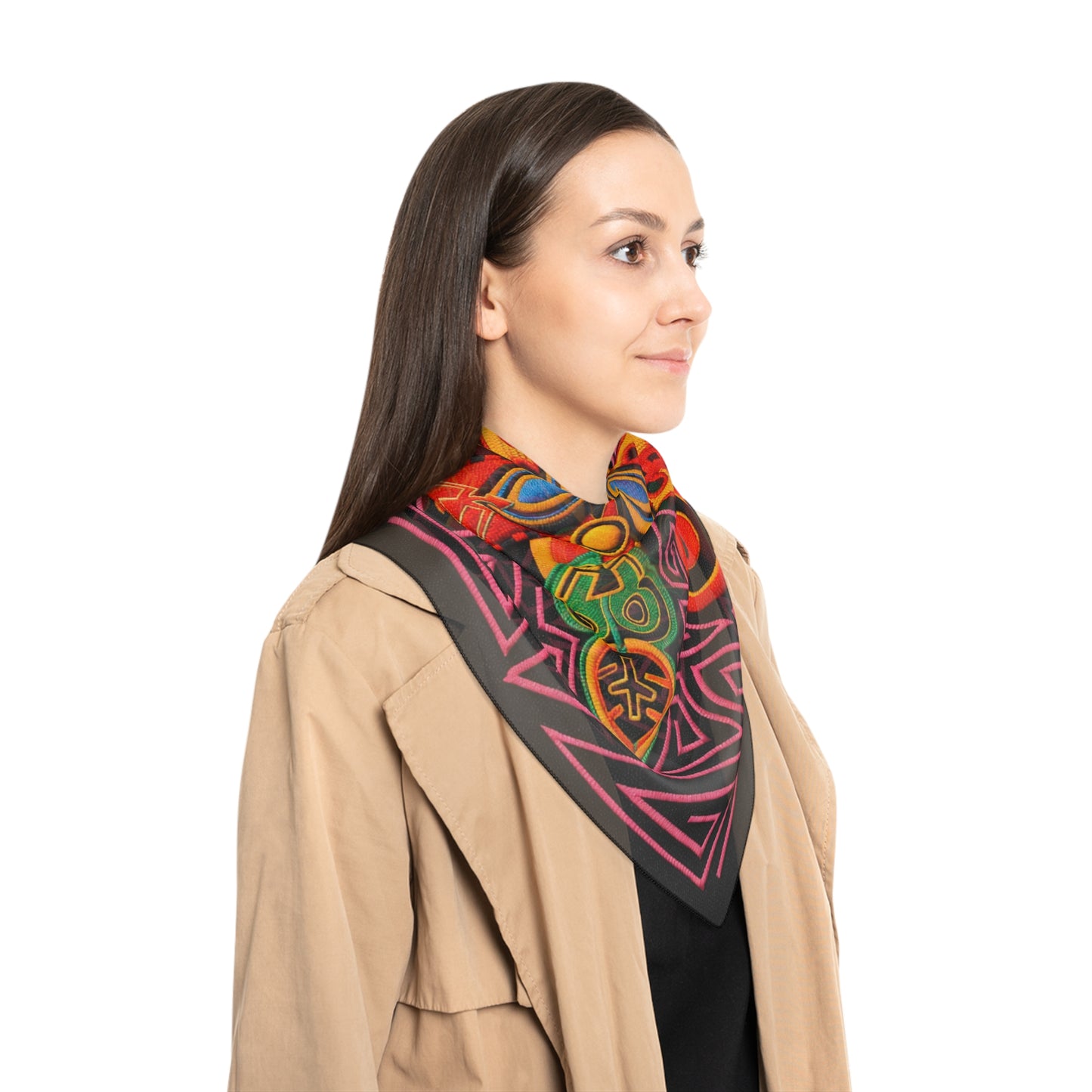 Bohemian Kaleidoscope Silk-Feel Scarf — Vibrant Floral Mandala Neck Wrap