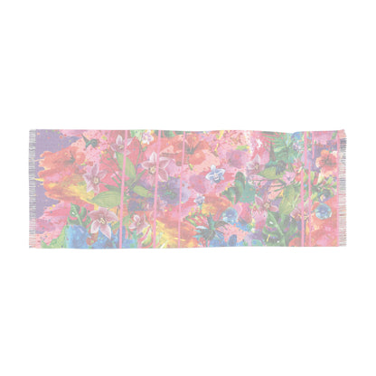 Floral Watercolor Light Scarf — Vibrant Pink Garden Wrap for Spring & Summer