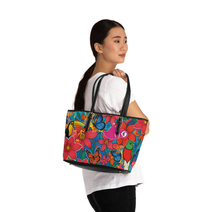 Selvagia – Vibrant Floral Tote with Toucan & Butterfly Print