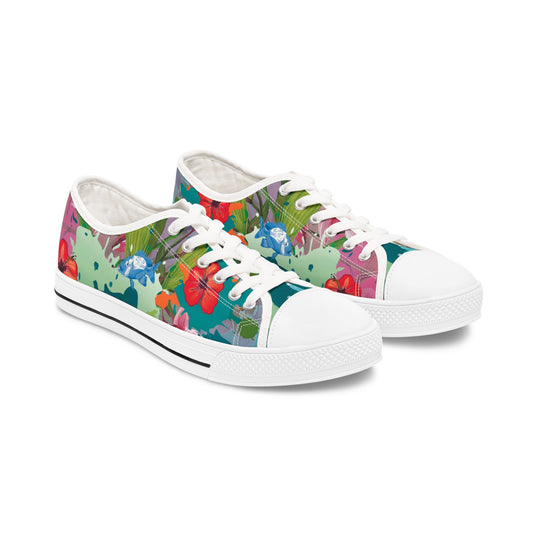 Low Top Sneakers — Colorful Floral Pattern Women's Casual Shoes