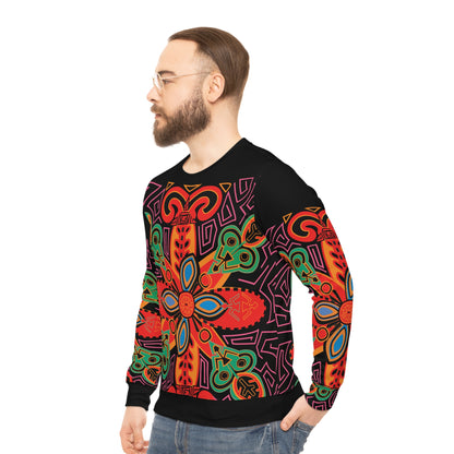 Bold Tribal Floral Lightweight Sweatshirt — Vibrant All-Over-Print