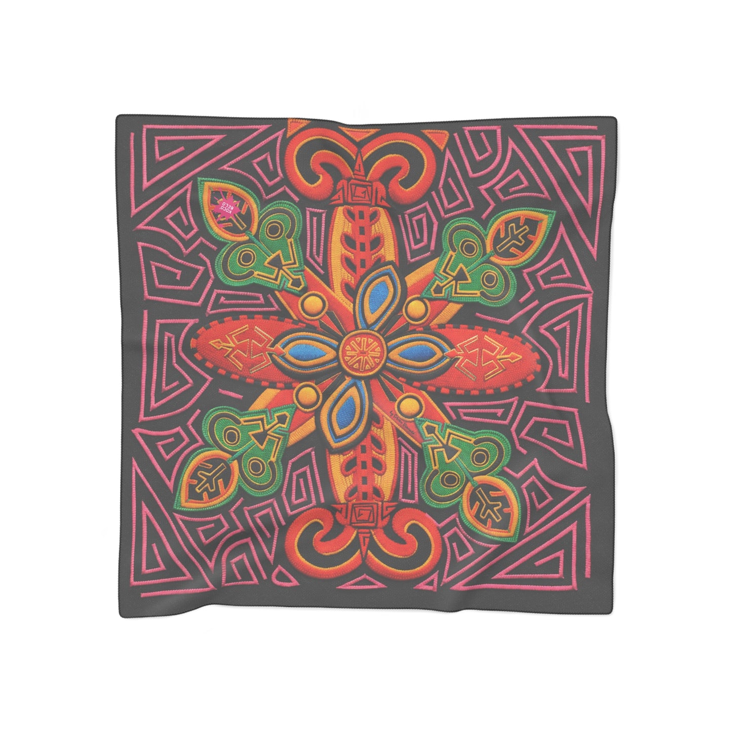 Bohemian Kaleidoscope Silk-Feel Scarf — Vibrant Floral Mandala Neck Wrap