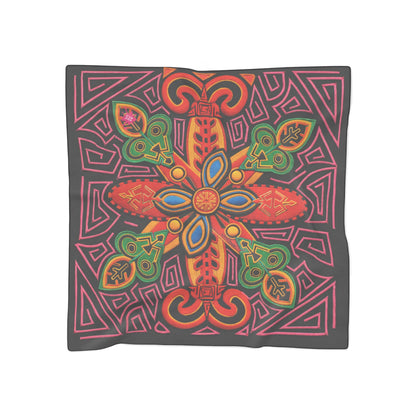 Bohemian Kaleidoscope Silk-Feel Scarf — Vibrant Floral Mandala Neck Wrap