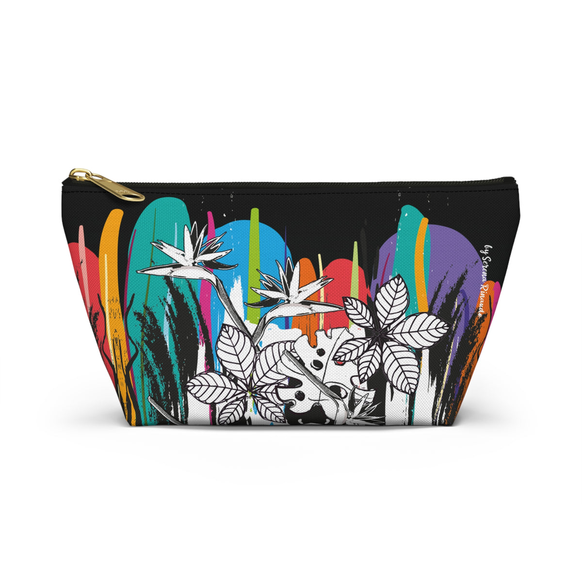 Vibrant Hojas Negras Accessory Pouch — T‑Bottom Cosmetic Bag