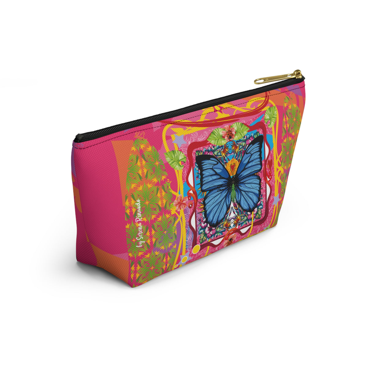 Vibrant Blue Butterfly Accessory Pouch — T‑Bottom Cosmetic Bag