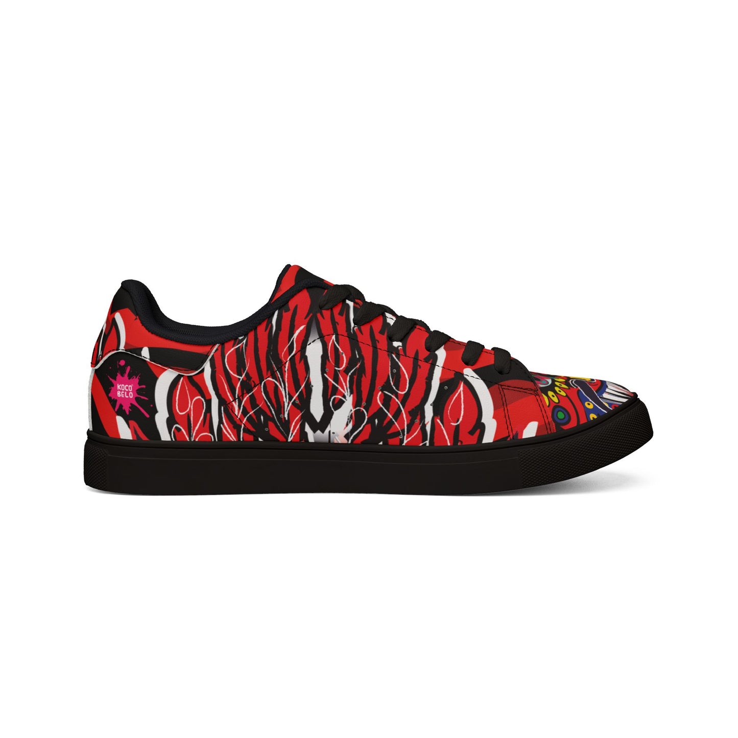 Women's Low-Top Sneakers — Colorful Mexican Sugar Skull Floral Design