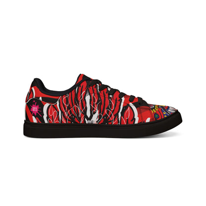 Women's Low-Top Sneakers — Colorful Mexican Sugar Skull Floral Design