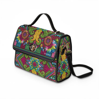 Waterproof Canvas Bag - Tropical Sunset Feather Print Shoulder Bag