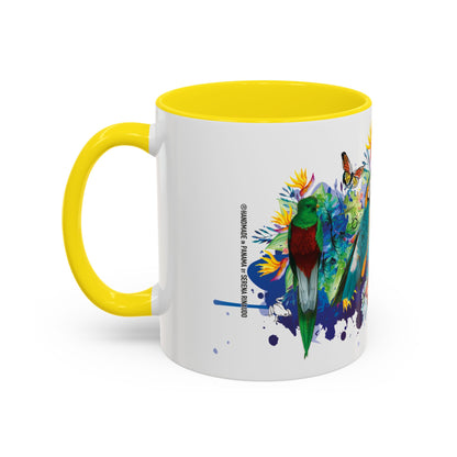 Panama Paradise Accent Coffee Mug - Colorful Tropical Bird Design - Perfect for Nature Lovers! 