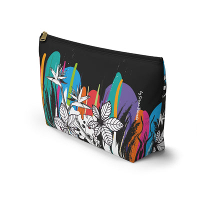 Vibrant Hojas Negras Accessory Pouch — T‑Bottom Cosmetic Bag
