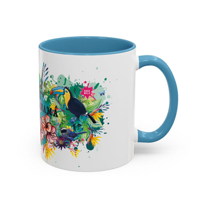 Panama Paradise Accent Coffee Mug - Colorful Tropical Bird Design - Perfect for Nature Lovers! 