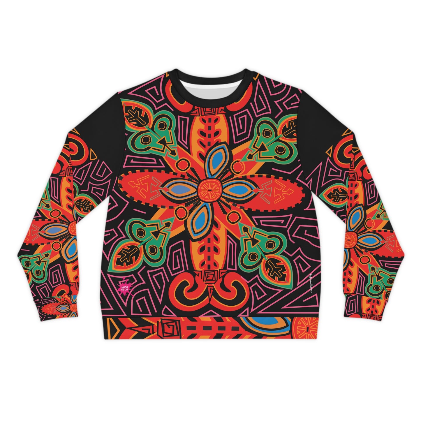 Bold Tribal Floral Lightweight Sweatshirt — Vibrant All-Over-Print