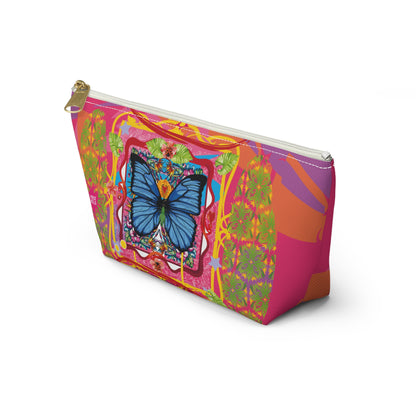 Vibrant Blue Butterfly Accessory Pouch — T‑Bottom Cosmetic Bag
