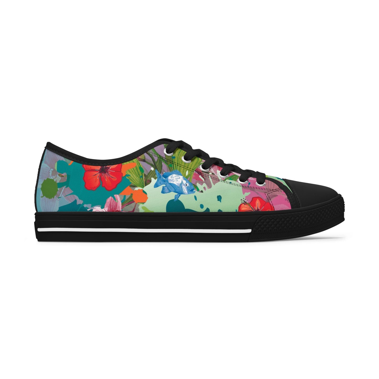 Low Top Sneakers — Colorful Floral Pattern Women's Casual Shoes