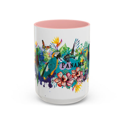 Panama Paradise Accent Coffee Mug - Colorful Tropical Bird Design - Perfect for Nature Lovers! 