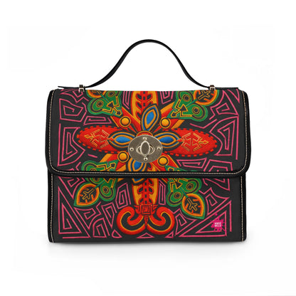 Waterproof Canvas Bag — Vibrant Tribal Floral Cross Design