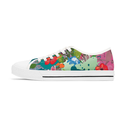 Low Top Sneakers — Colorful Floral Pattern Women's Casual Shoes