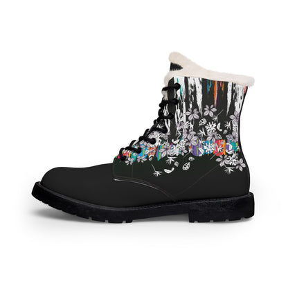 Lined Leather Boots — Colorful Tropical Winter Boots for Women