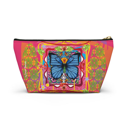 Vibrant Blue Butterfly Accessory Pouch — T‑Bottom Cosmetic Bag