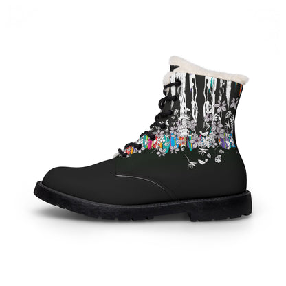 Lined Leather Boots — Colorful Tropical Winter Boots for Women