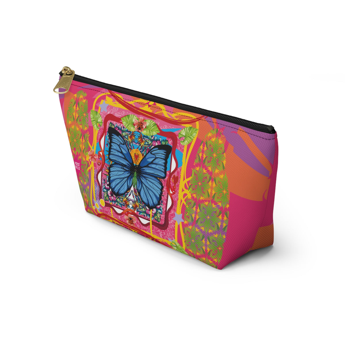 Vibrant Blue Butterfly Accessory Pouch — T‑Bottom Cosmetic Bag