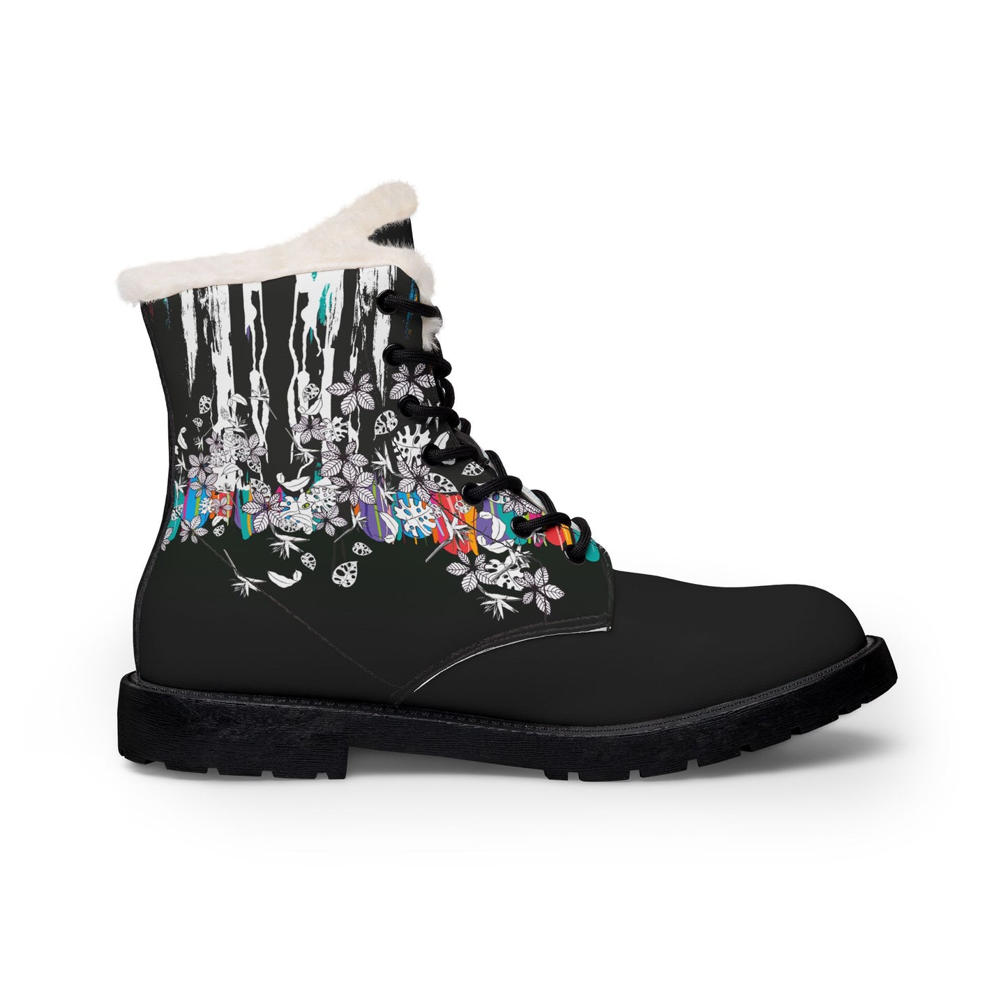 Lined Leather Boots — Colorful Tropical Winter Boots for Women