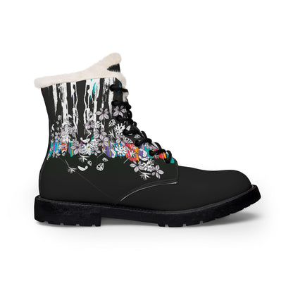 Lined Leather Boots — Colorful Tropical Winter Boots for Women