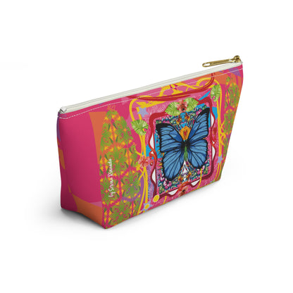 Vibrant Blue Butterfly Accessory Pouch — T‑Bottom Cosmetic Bag