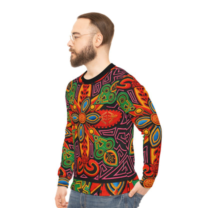 Bold Tribal Floral Lightweight Sweatshirt — Vibrant All-Over-Print