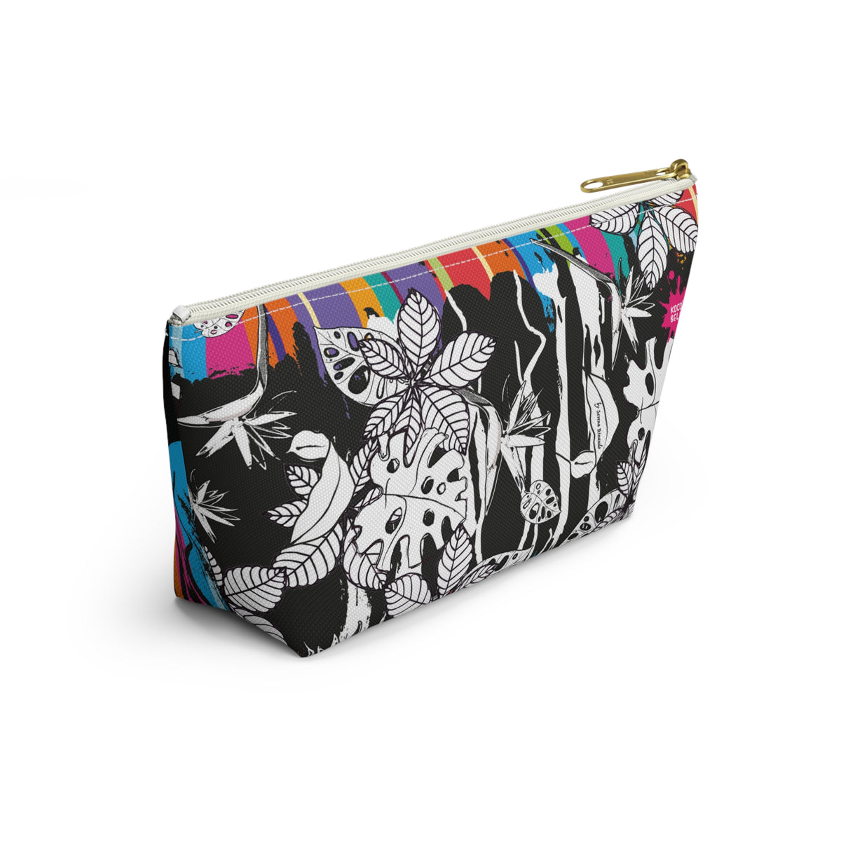 Vibrant Hojas Negras Accessory Pouch — T‑Bottom Cosmetic Bag