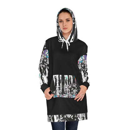 Vestido Sudadera  Hojas negra