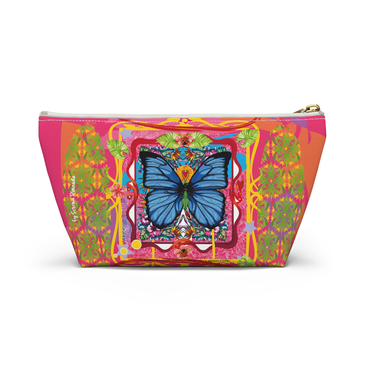 Vibrant Blue Butterfly Accessory Pouch — T‑Bottom Cosmetic Bag