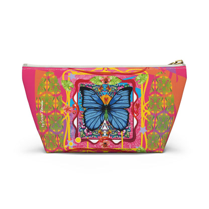 Vibrant Blue Butterfly Accessory Pouch — T‑Bottom Cosmetic Bag