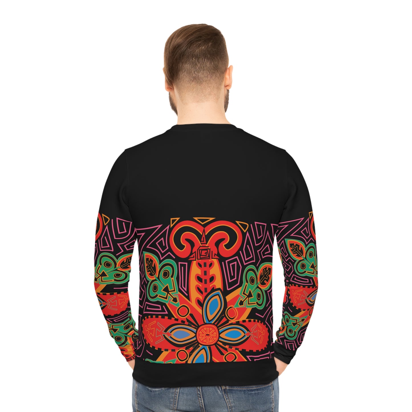 Bold Tribal Floral Lightweight Sweatshirt — Vibrant All-Over-Print